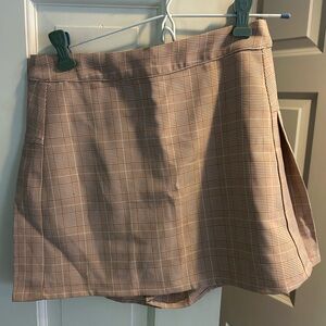 Plaid Mini Skirt in Tan and Brown